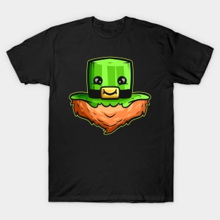 Kawaii Hat With Face And Red Beard For St. Patricks Day T-Shirt